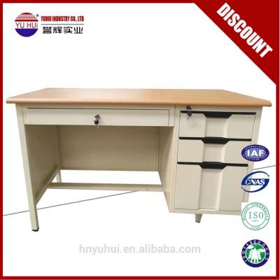 modern design beige color office metal table with single or double pedestal