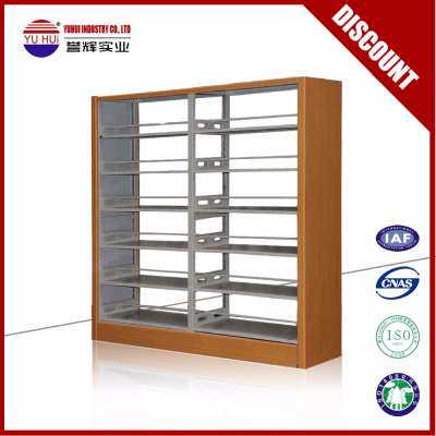 Good Quality Wooden Frame Metal Steel Library Book shelf